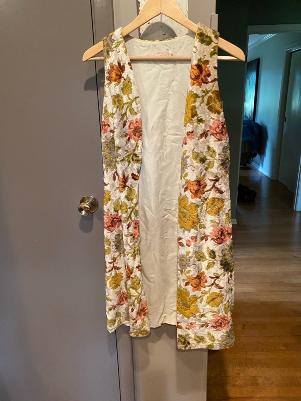 Vintage Floral Chenille Carpet Vest